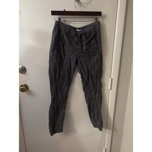 Lou & Grey Jogger Pants XS Charcoal Lightweight Ruche Front Drawstring Ankle